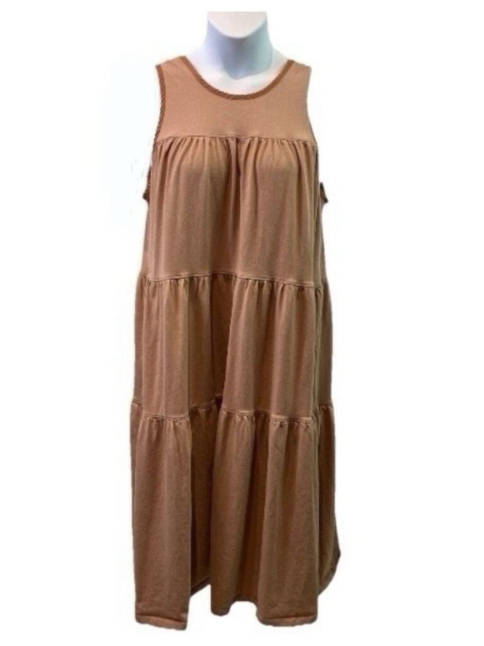 EVERLANE The Weekend Tiered Sleeveless Ruffle Dress Oak Pink Balletcore Sz XL - Picture 2 of 6